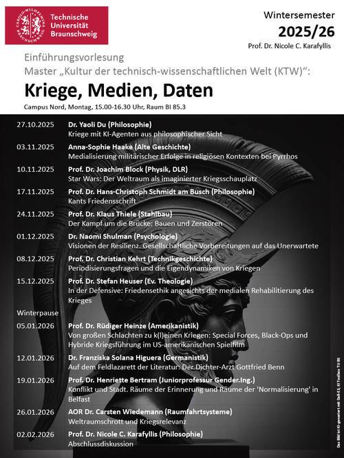 Termine der Veranstaltungsreihe "Kriege, Medien, Daten"